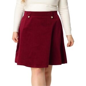 Agnes Orinda Women's Plus Size
Corduroy Button Decor Elastic Waist A-Line Skirt